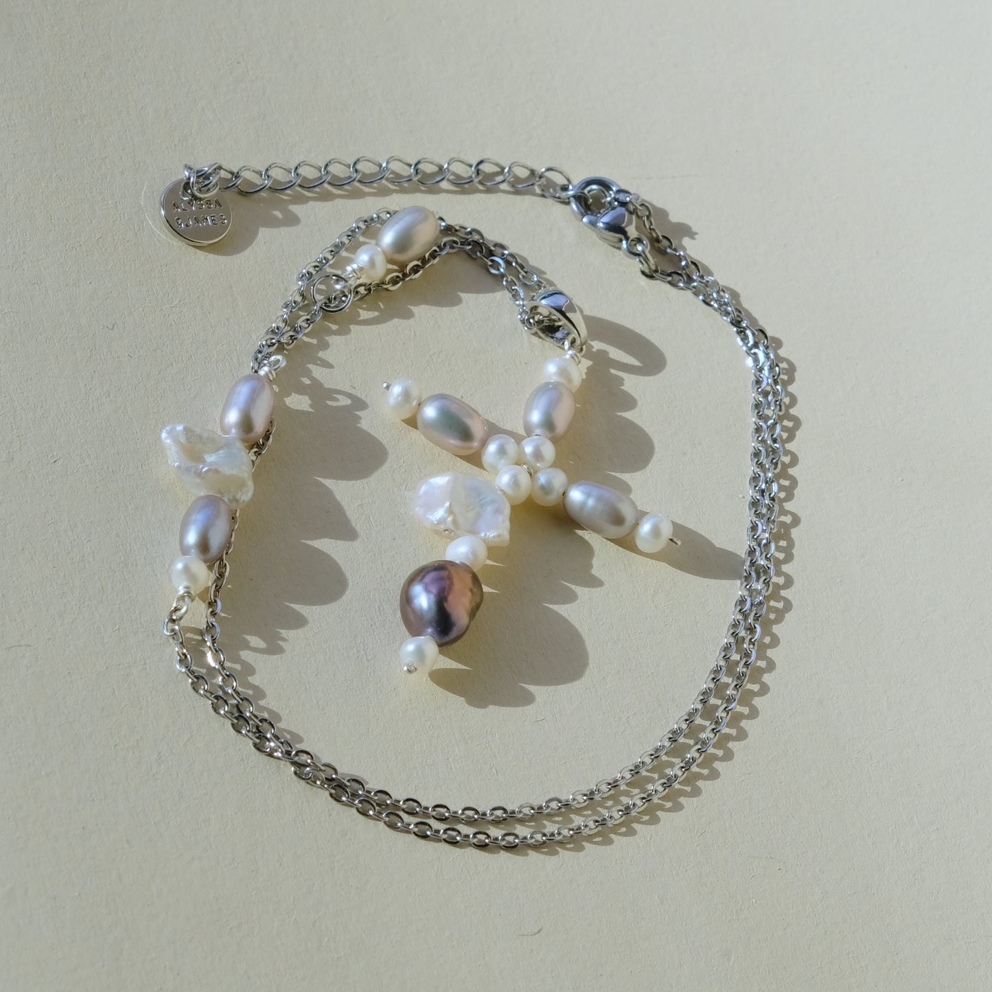 【デビルズアイ】【2in1ネックレス】淡水パールチタンネックレス N159