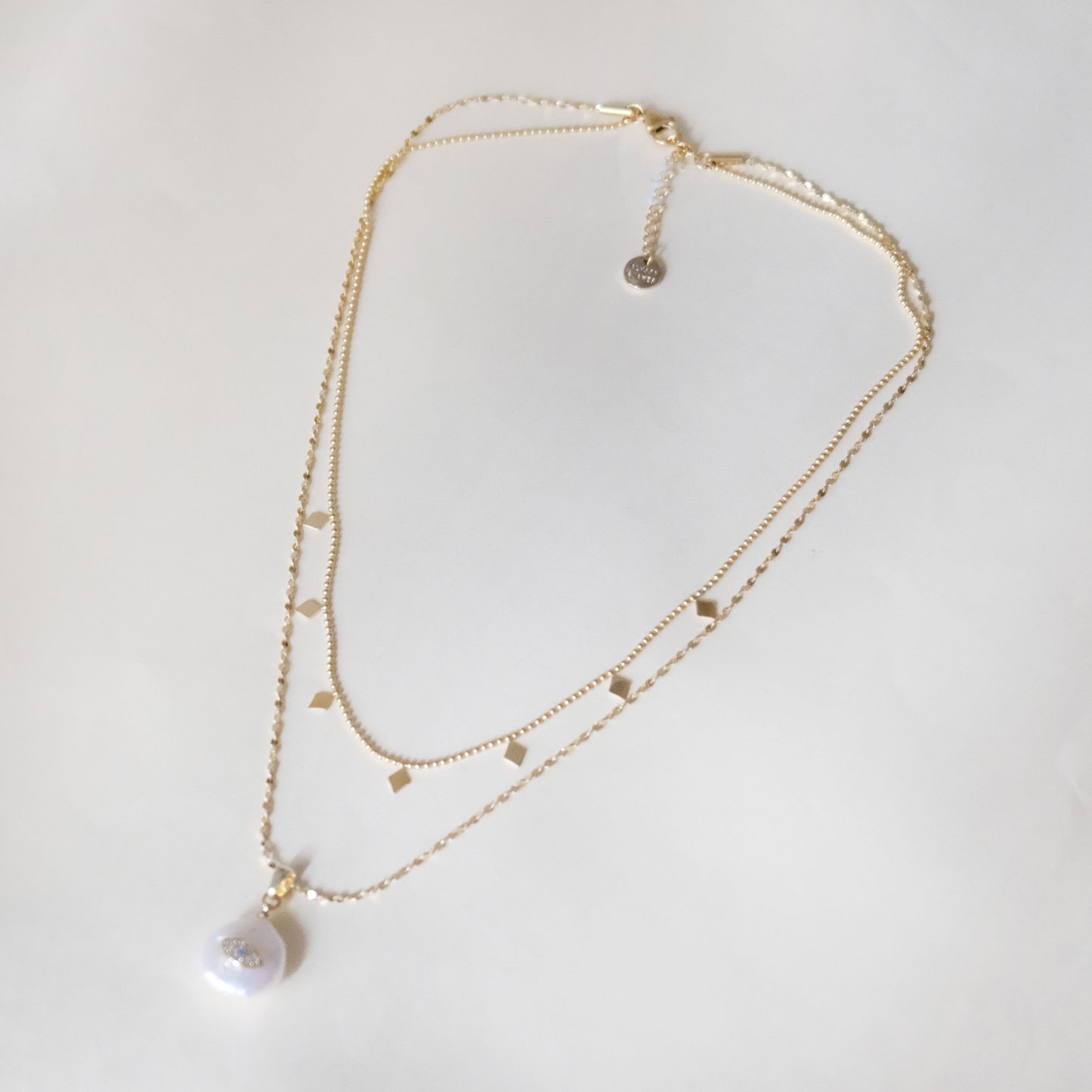【デビルズアイ】【2in1ネックレス】淡水パールチタンネックレス N159