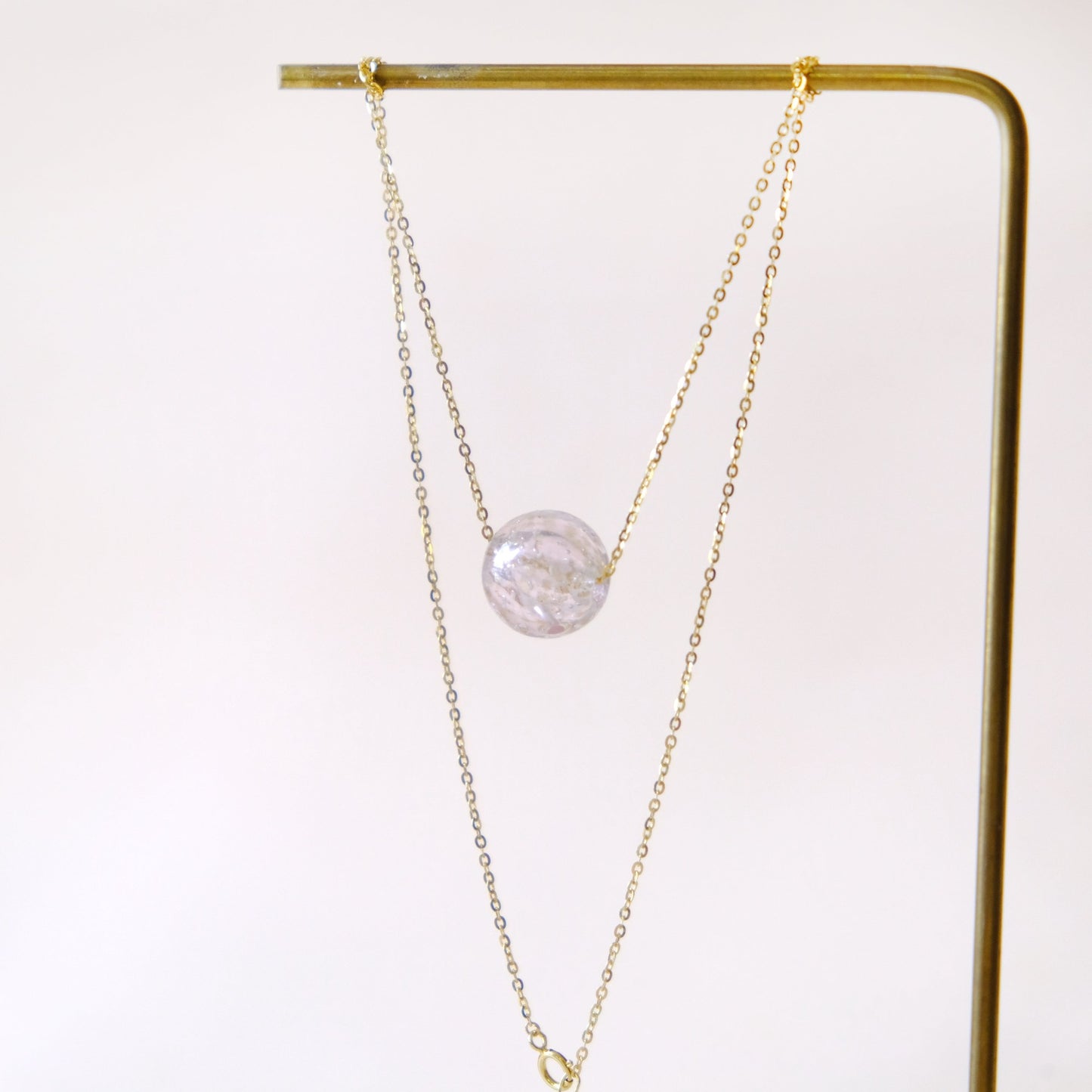 Translucent aromatherapy essential oil glass beads silver sterling silver necklace KN001-sliver