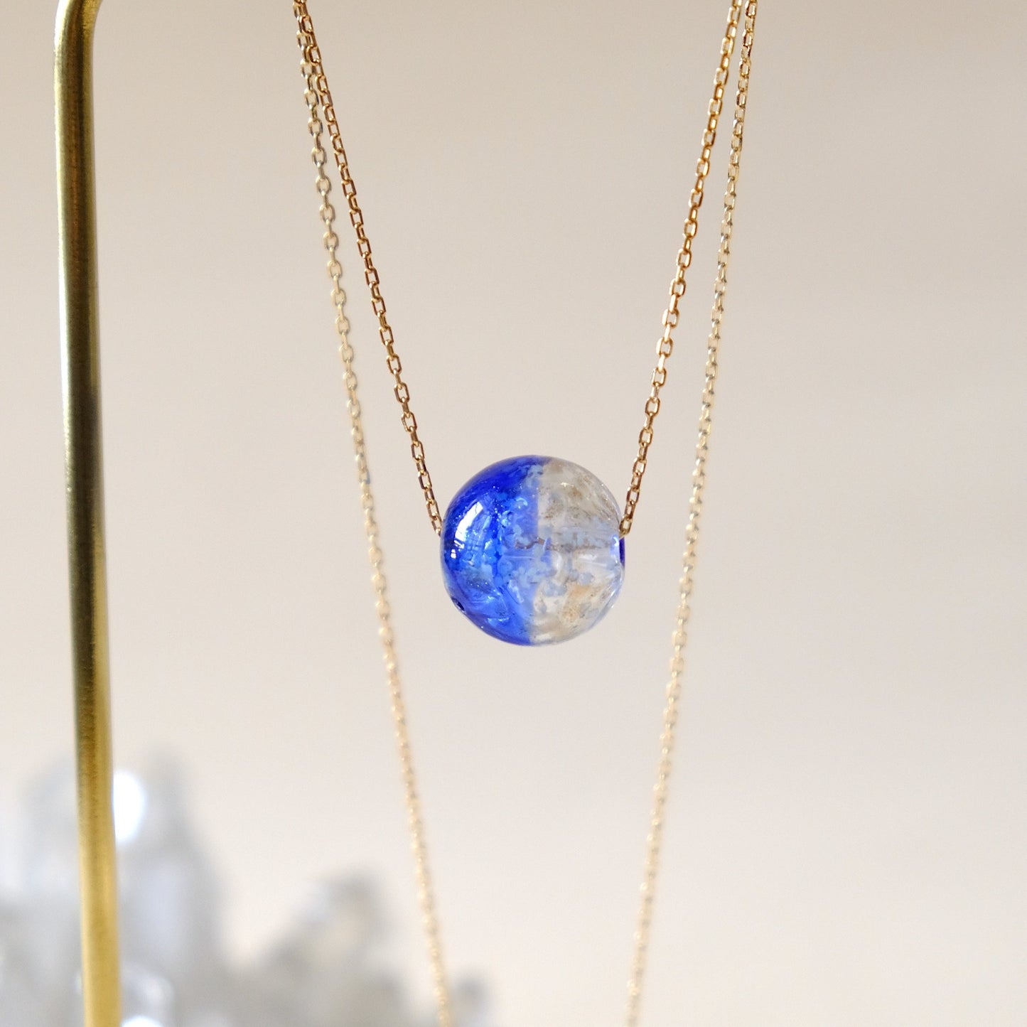 Translucent aromatherapy essential oil glass beads silver sterling silver necklace KN001-sliver