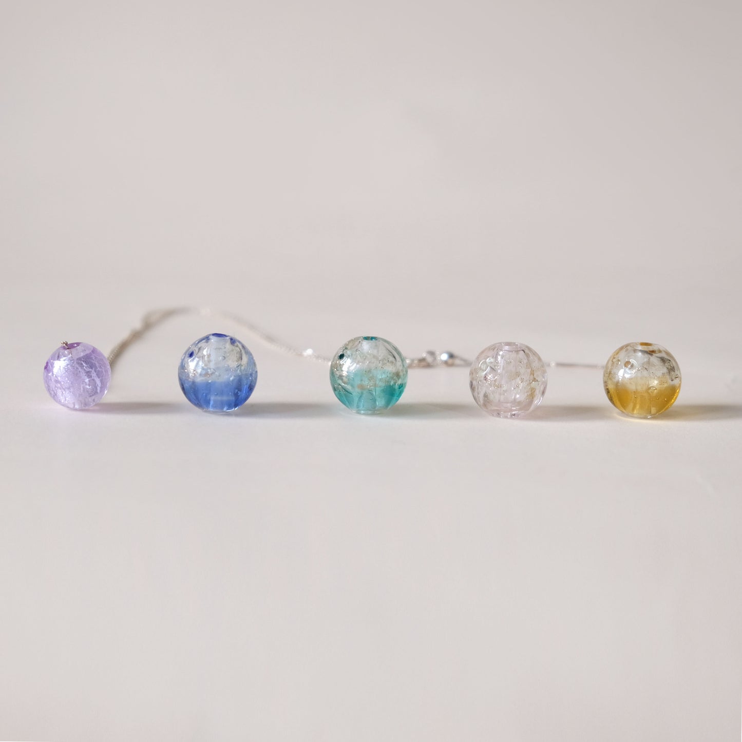 Translucent aromatherapy essential oil glass beads silver sterling silver necklace KN001-sliver