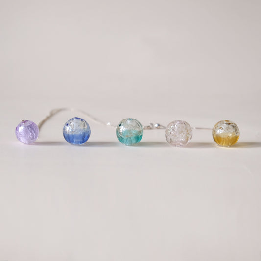 Translucent aromatherapy essential oil glass beads silver sterling silver necklace KN001-sliver