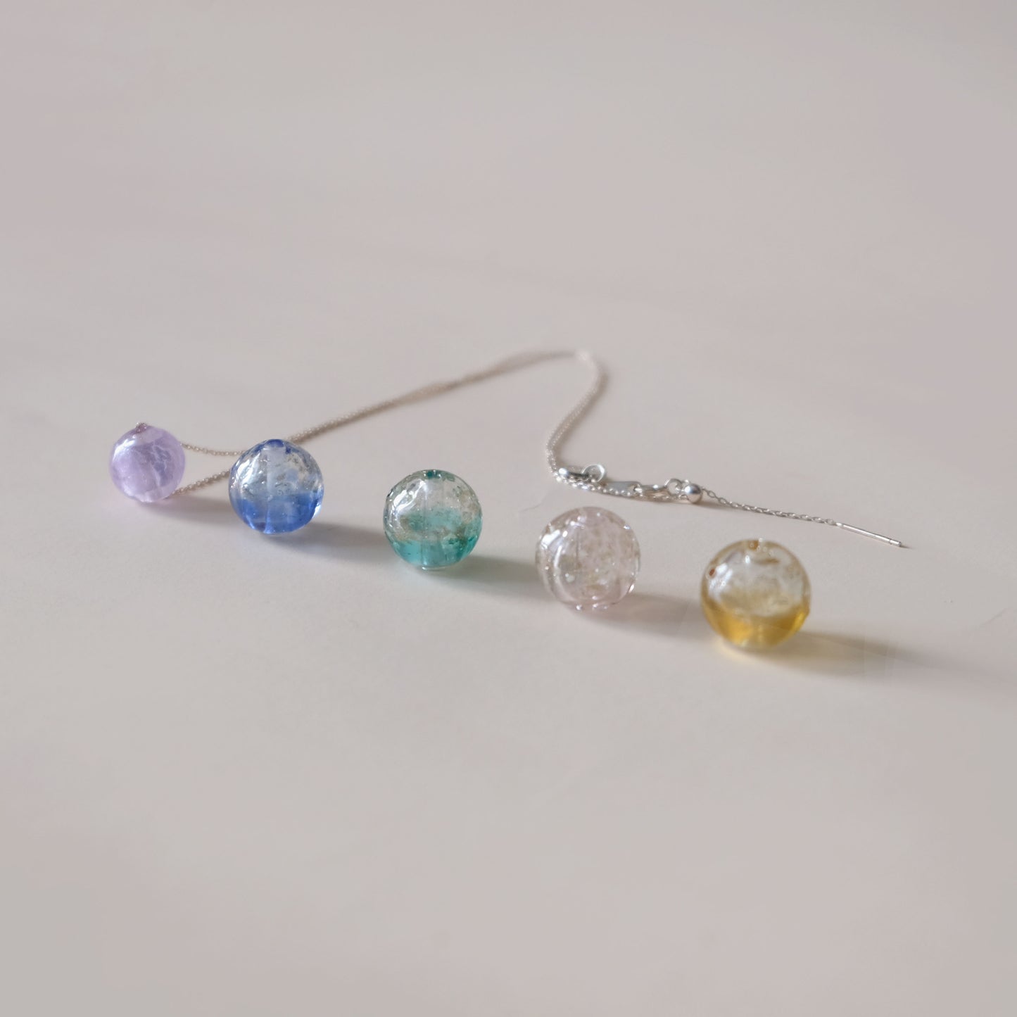 Translucent aromatherapy essential oil glass beads silver sterling silver necklace KN001-sliver