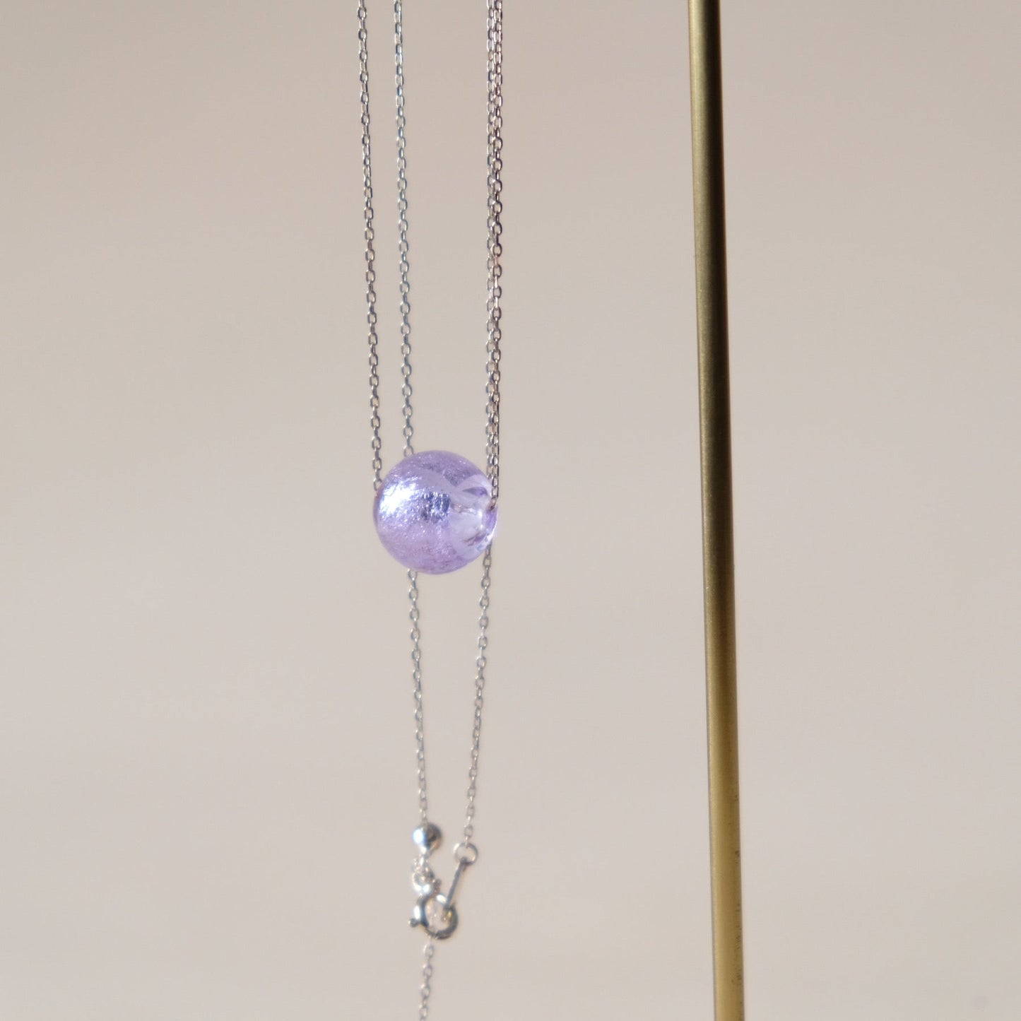 Translucent aromatherapy essential oil glass beads silver sterling silver necklace KN001-sliver