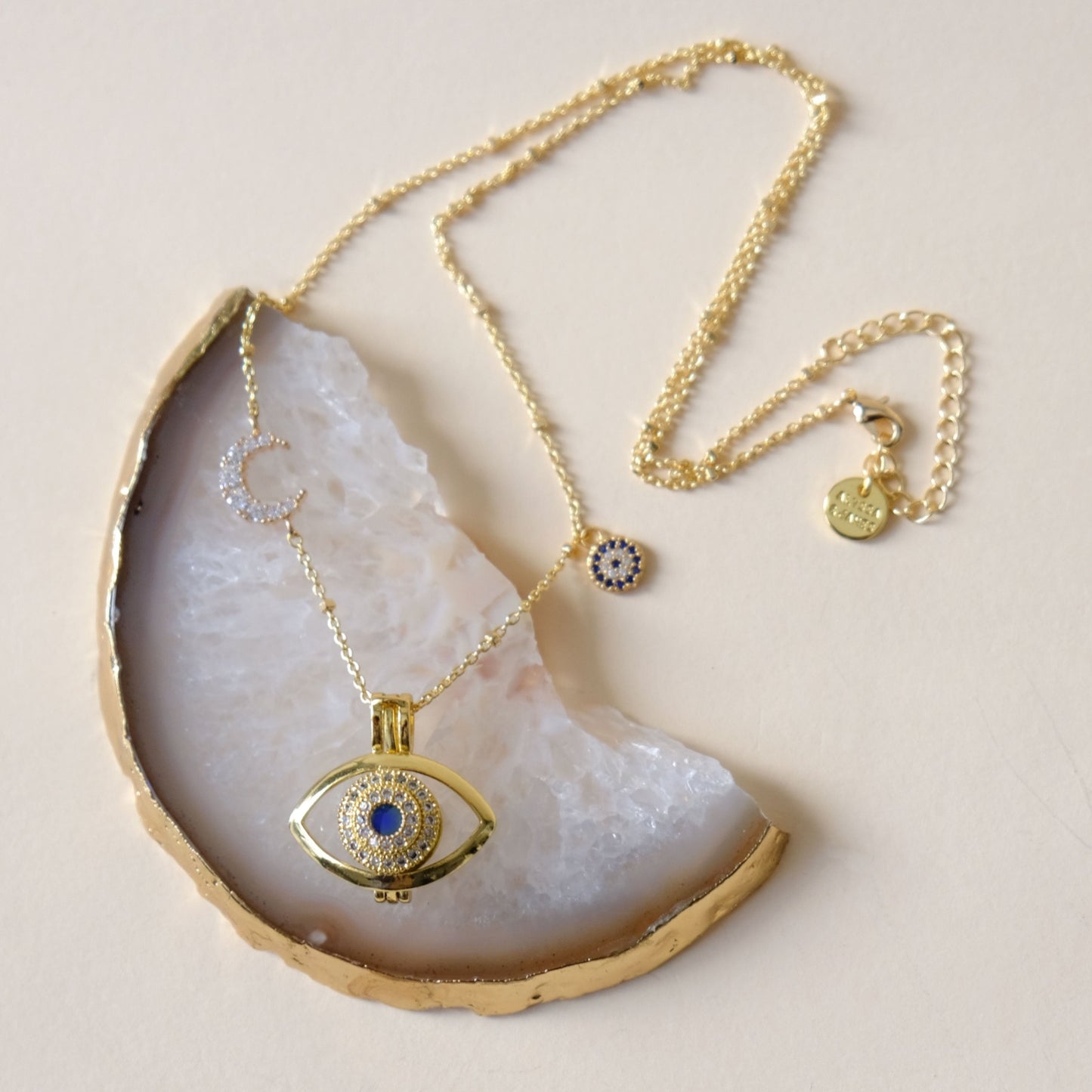 Blue Devil's Eye Aromatherapy Essential Oil Glass Bead Necklace KN004