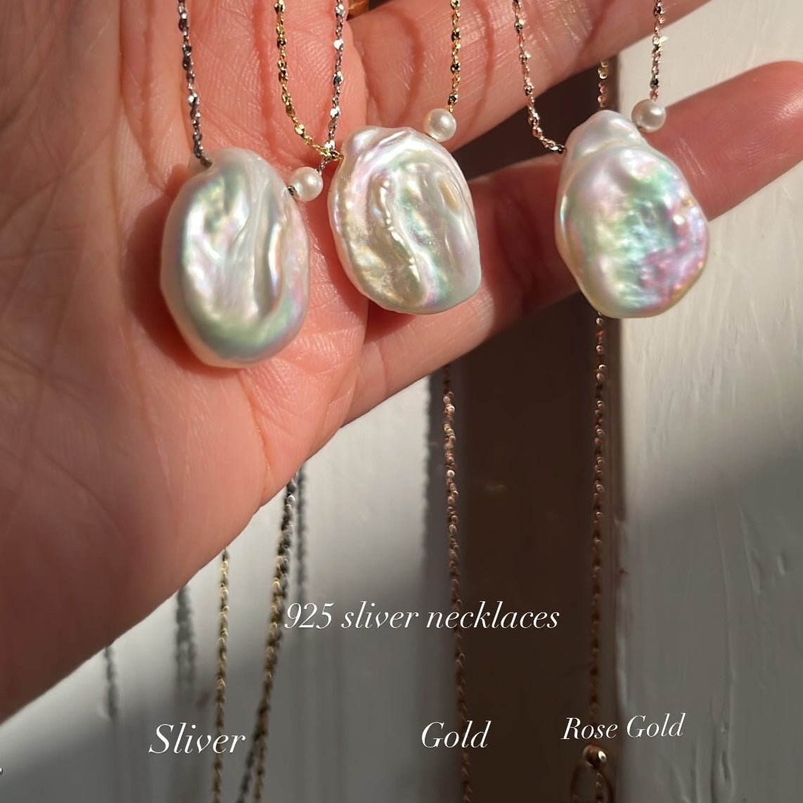 巴洛克淡水珍珠 閃爍純銀 可拆式 925純銀頸鏈 N180