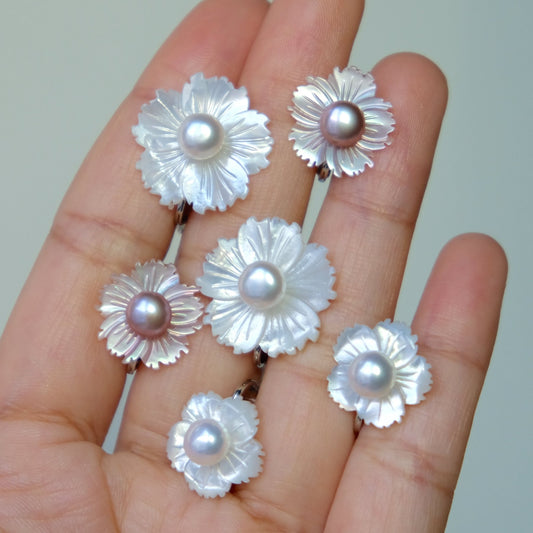 Cherry Blossom Fritillaria Freshwater Pearl Detachable Earrings E329 [Zhendianzhibao]