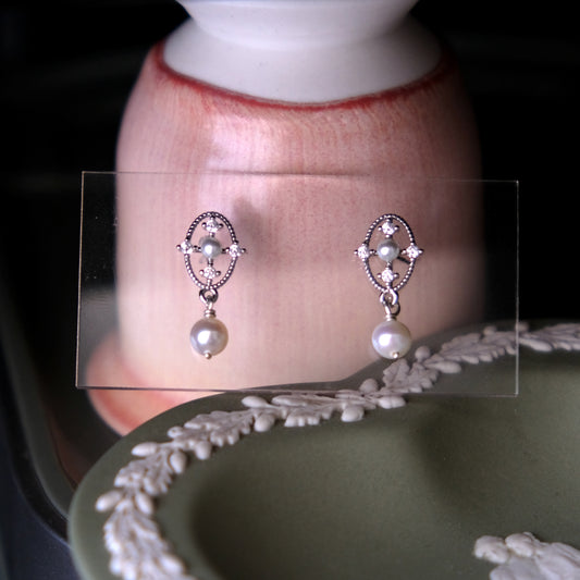 優質AA+級別淡水珍珠 925純銀耳針耳環 E366