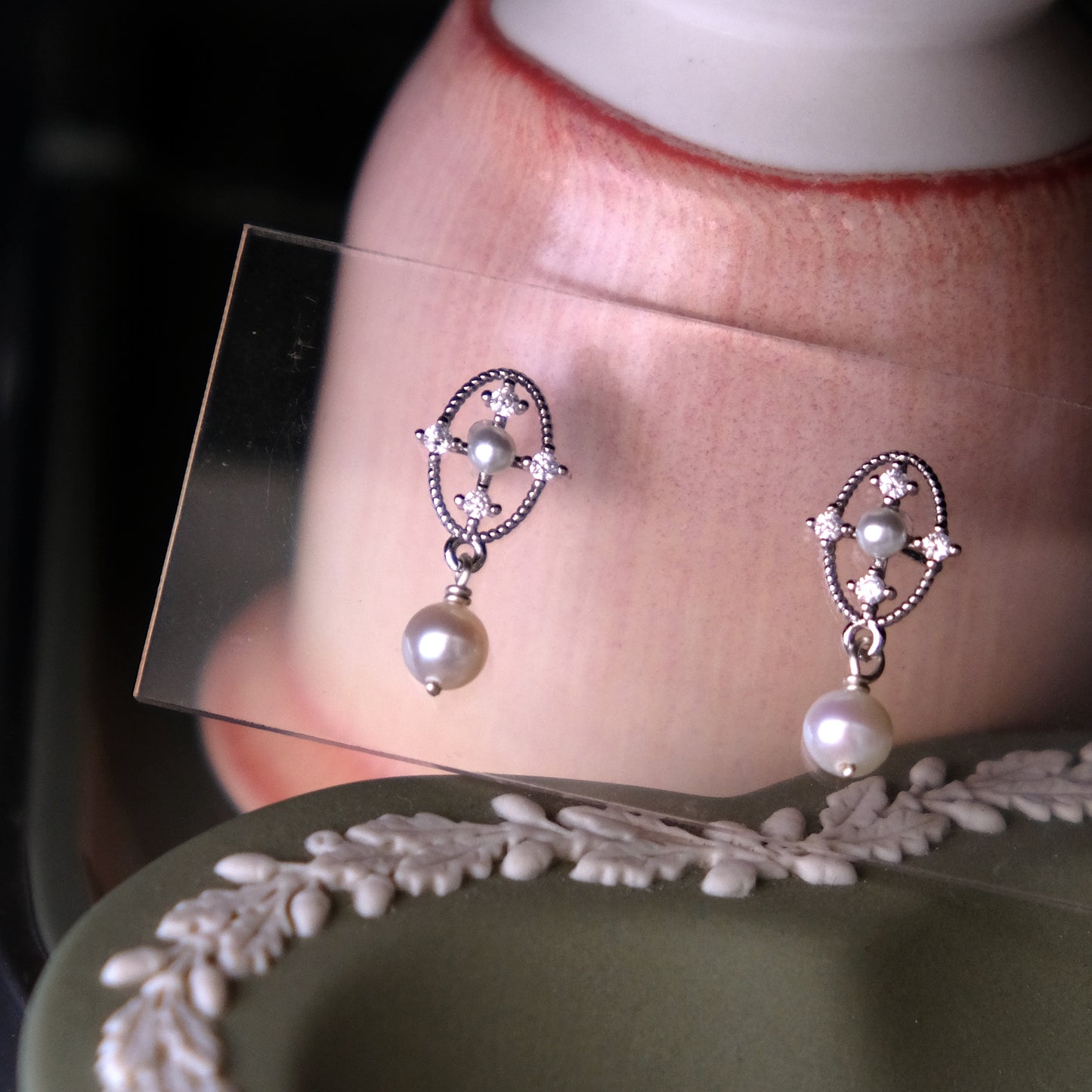 優質AA+級別淡水珍珠 925純銀耳針耳環 E366