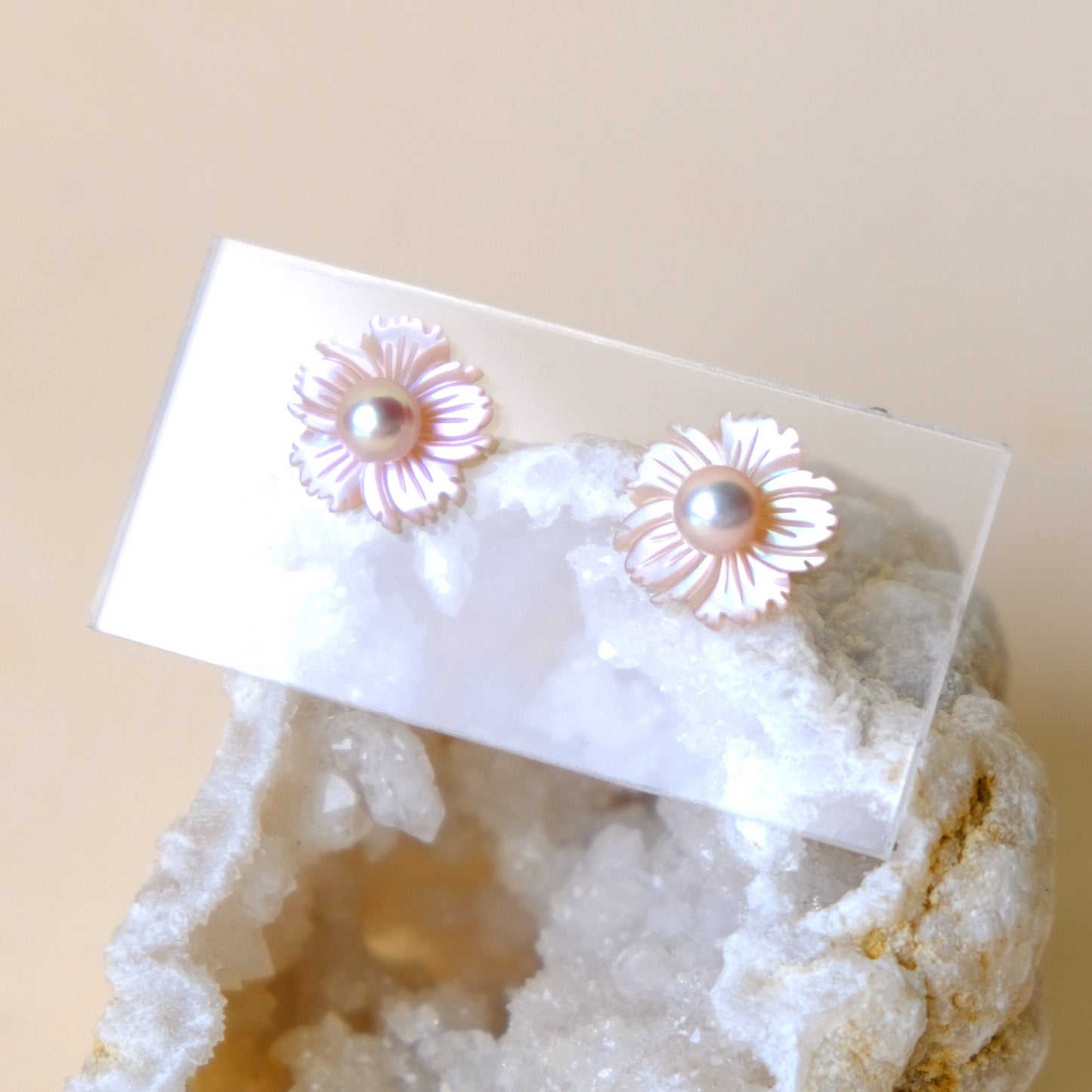 [ Classic ] 可拆式 粉紫色 淡水珍珠 櫻花貝母 耳環 E347