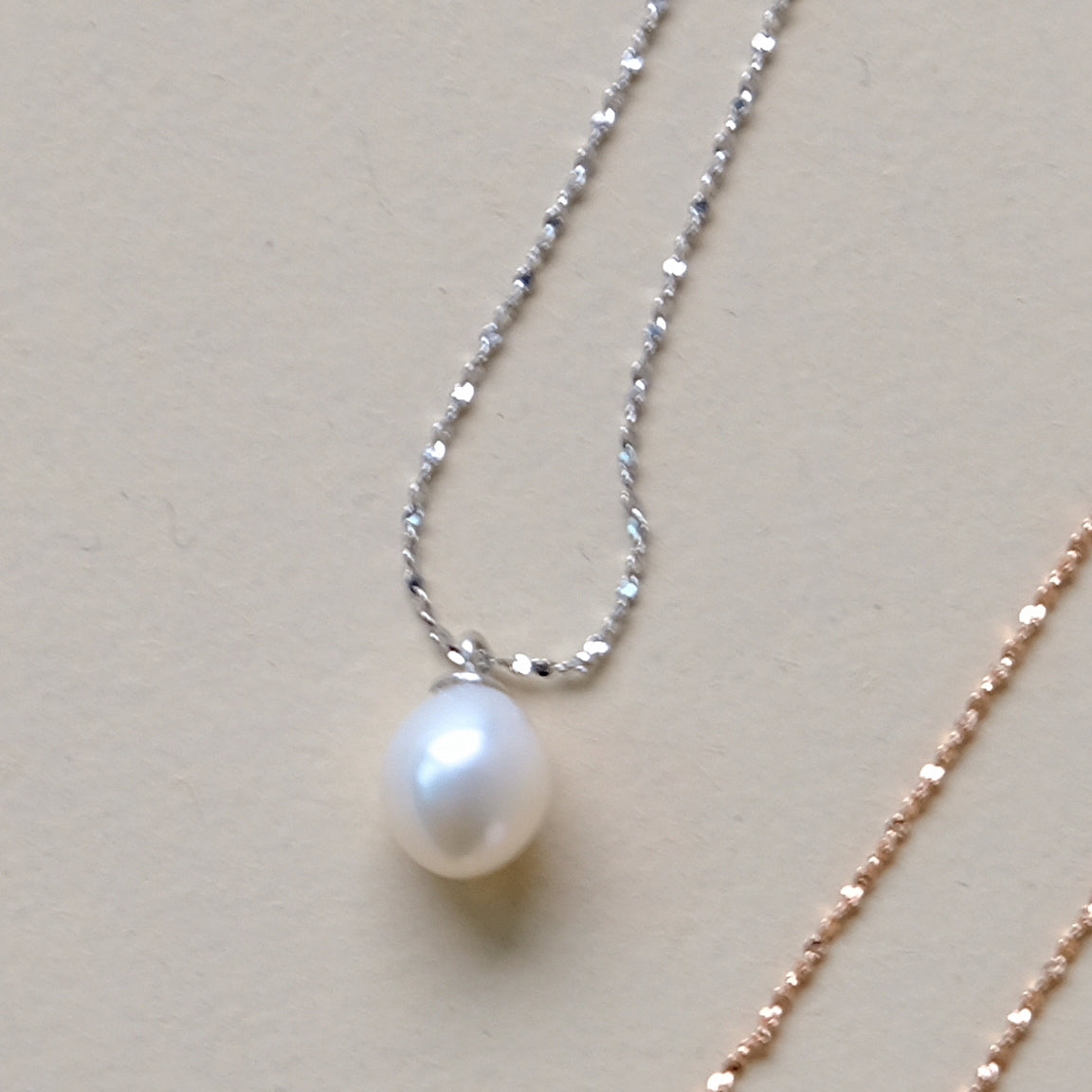 [ Classic ] [Versatile] Freshwater Pearl Sparkling Sterling Silver Detachable Necklace N155 