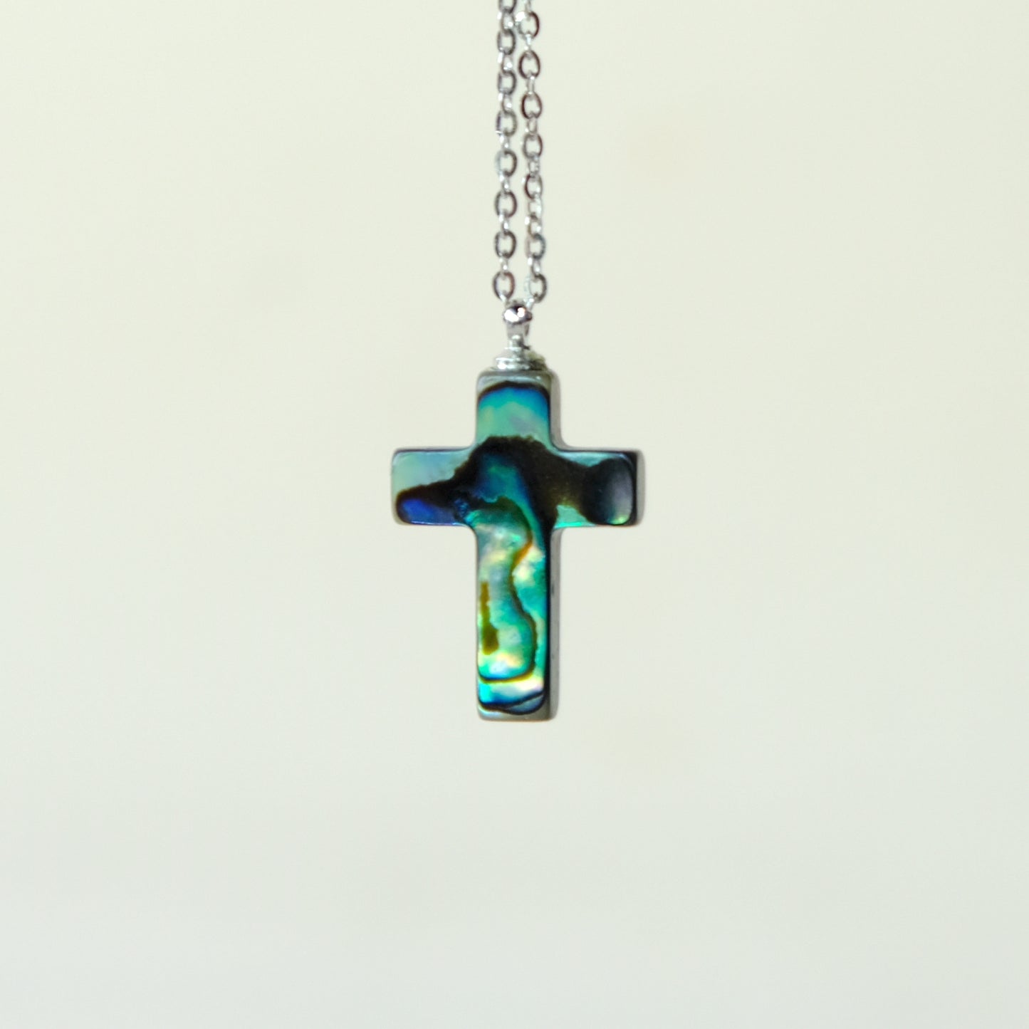 [ 與神對話 ] 十字架 北極光 鮑魚貝 純銀頸鏈 N168