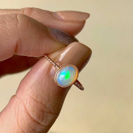 Natural Opal Opal Sterling Silver Rose Gold Plated Ring RC-opal-1
